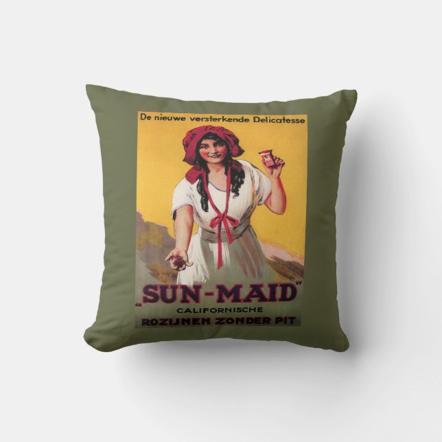 Sun-Maid California Raisin Poster Throw Pillow (Front)