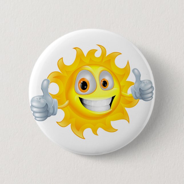 Sun man cartoon character 2 inch round button (Front)