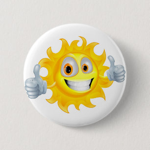 Sun man cartoon character 2 inch round button