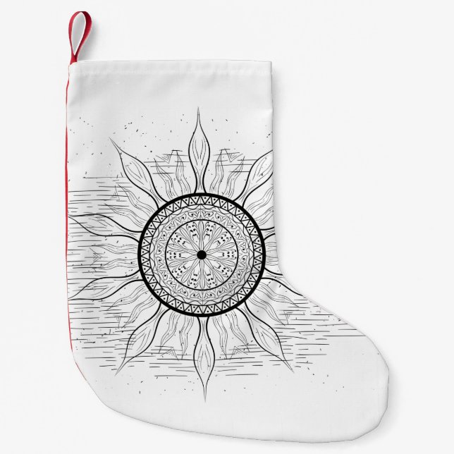 Sun Mandala 1 Small Christmas Stocking (Front)