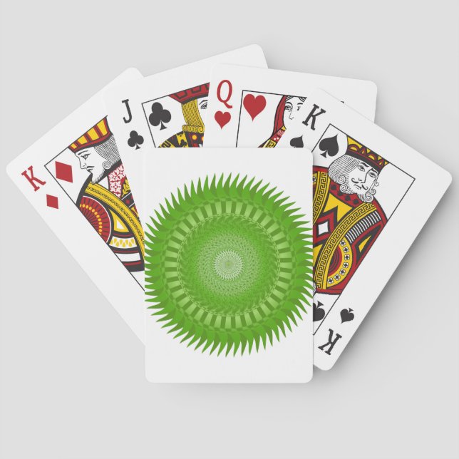 Sun Mandala green Playing Cards (Back)