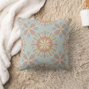 Sun Mandala Pale Blue Throw Pillow