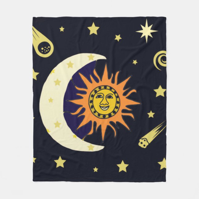 Sun Moon and Celestial Bodies   Fleece Blanket (Front)