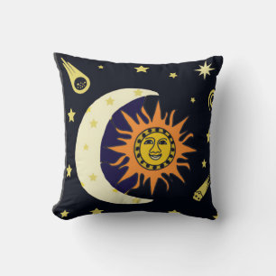 Sun Moon and Celestial Bodies  Throw Pillow