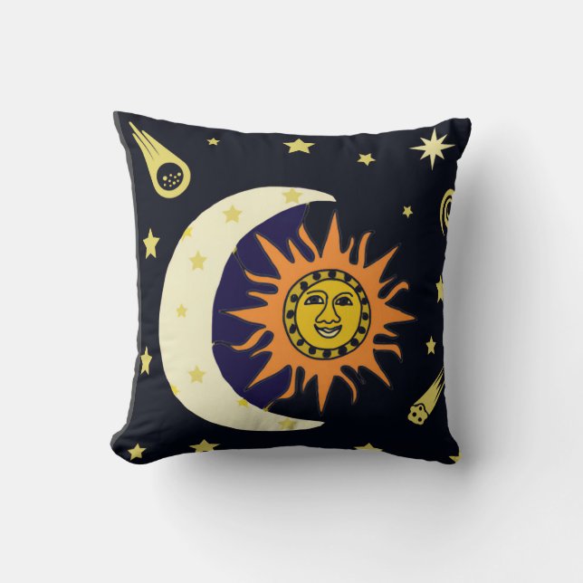 Sun Moon and Celestial Bodies  Throw Pillow (Front)