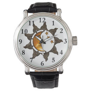 Sun Moon and Stars Celestial Deco Watch