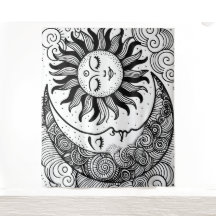 Sun Moon and Stars Celestial Paintable Tapestry 
