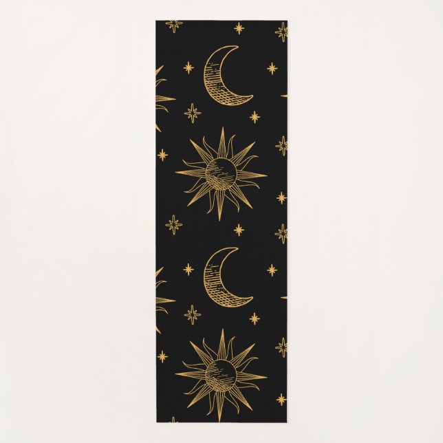 Sun,  moon  and stars- celestial  yoga mat (Front)