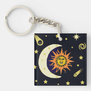 Sun Moon and Stars  Keychain