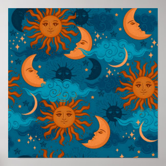 Sun Moon and Stars Poster