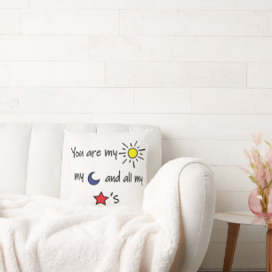 Sun Moon and Stars Throw Pillow