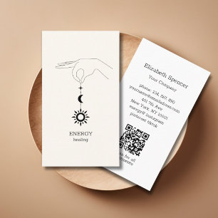 Sun Moon Beige QR-Code Business Card
