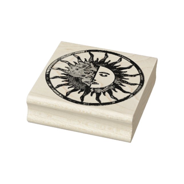 Sun & Moon - blue green + your backgr. Rubber Stamp (Stamp)