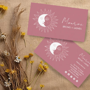 Sun & Moon Boho Line Art Elegant Mauve Social Icon Business Card