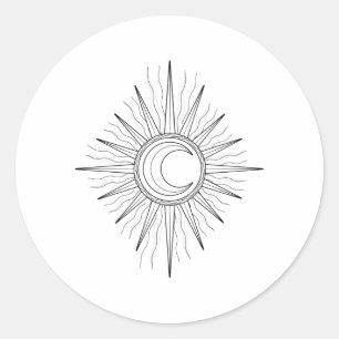 Sun moon classic round sticker