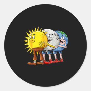 Sun Moon Earth Solar Eclipse Classic Round Sticker
