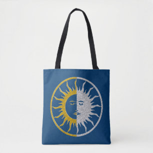 Sun & Moon - gold silver + your backgr. Tote Bag