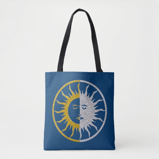 Sun & Moon - gold silver + your backgr. Tote Bag (Front)