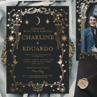 Sun &Moon Golden Ivy Ornament  Wedding  Invitation
