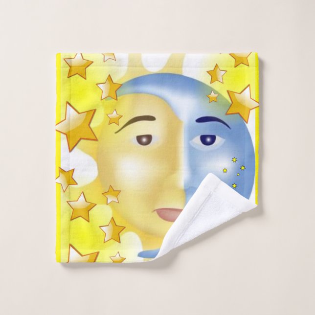 Sun Moon Hands Bathroom Towel Sets (Wash Cloth)