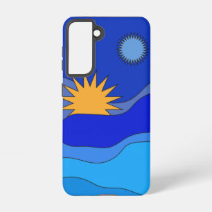 Sun moon hills abstract landscape blue   samsung galaxy case