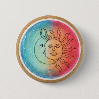 Sun & Moon in love 2 Inch Round Button