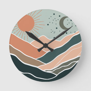 Sun & Moon Mountains Round Clock