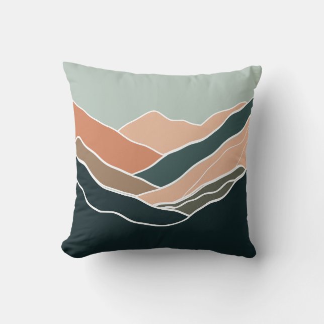 Sun & Moon Mountains Throw Pillow (Front)