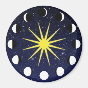 Sun, Moon Phases & Stars Magnet