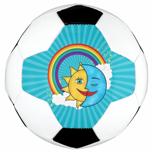 Sun Moon Rainboow Celestial theme Soccer Ball (Front)