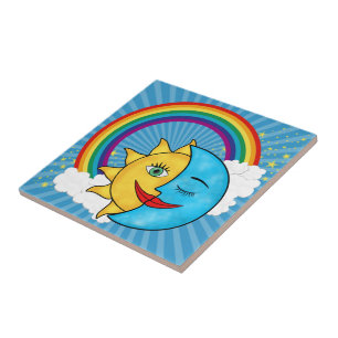 Sun Moon Rainbow Stars Tile