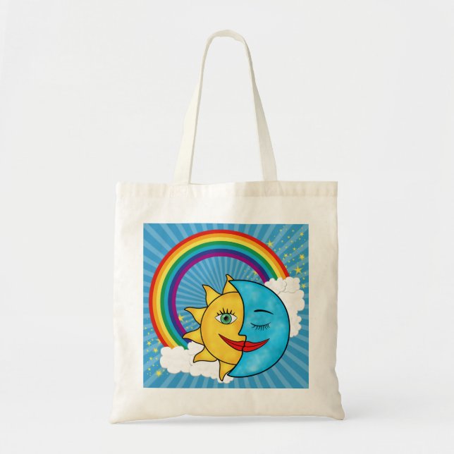 Sun Moon Rainbow Stars Tote Bag (Front)