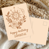 Sun Moon & Roses Boho Magical CARTES D'ANNIVERSAIR
