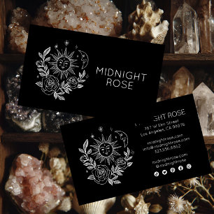 Sun Moon & Roses Magical Boho Black White CUSTOM  Business Card