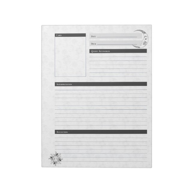Sun Moon Single Card Tarot Reading Journal Notepad (Rotated)