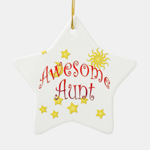 Sun Moon Stars Awesome Aunt Mother's Day Gift Ceramic Ornament