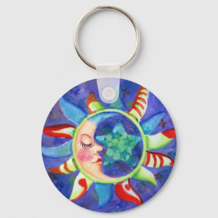 SUN, MOON & STARS by SHARON SHARPE Keychain