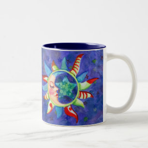 SUN, MOON & STARS by SHARON SHARPE Two-Tone Coffee Mug