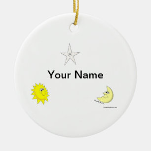 Sun, Moon, Stars Ceramic Ornament