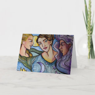 Sun Moon Stars Feminine Art                        Card