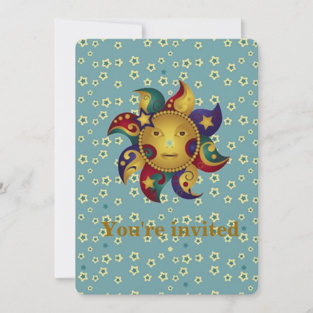 Sun Moon Stars Party Invites (Front)