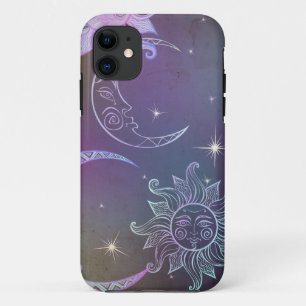 Sun moon stars purple retro boho chic iPhone 11 case