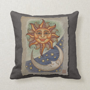 Sun Moon & Stars Throw Pillow