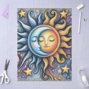Sun Moon Stars Whimsical Decoupage Tissue Paper