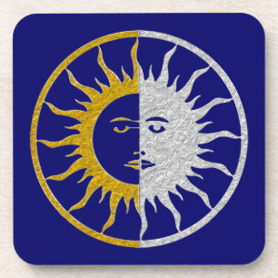 SUN & MOON Symbol - gold silver Coaster