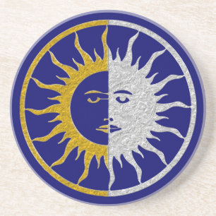 SUN & MOON Symbol - gold silver Coaster
