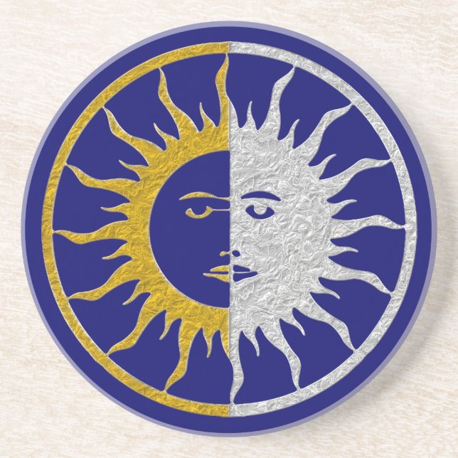 SUN & MOON Symbol - gold silver Coaster (Front)