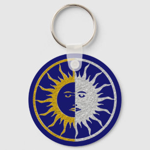 SUN & MOON Symbol - gold silver Keychain