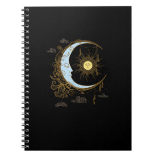 Sun Moon Vintage 90s Witch Whimsigoth Aesthetic Notebook
