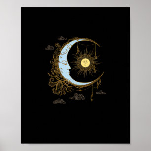 Sun Moon Vintage 90s Witch Whimsigoth Aesthetic Poster